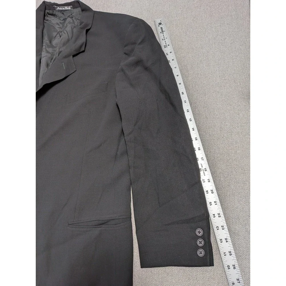 Giorgio Armani Men's Black 44L Suit Jacket Pure Virgin Wool Notch Italian Prom